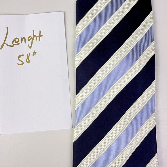 Donald J Trump Signature Collection Silk Mens Tie Navy Blue Light Blue Striped - Picture 8 of 8